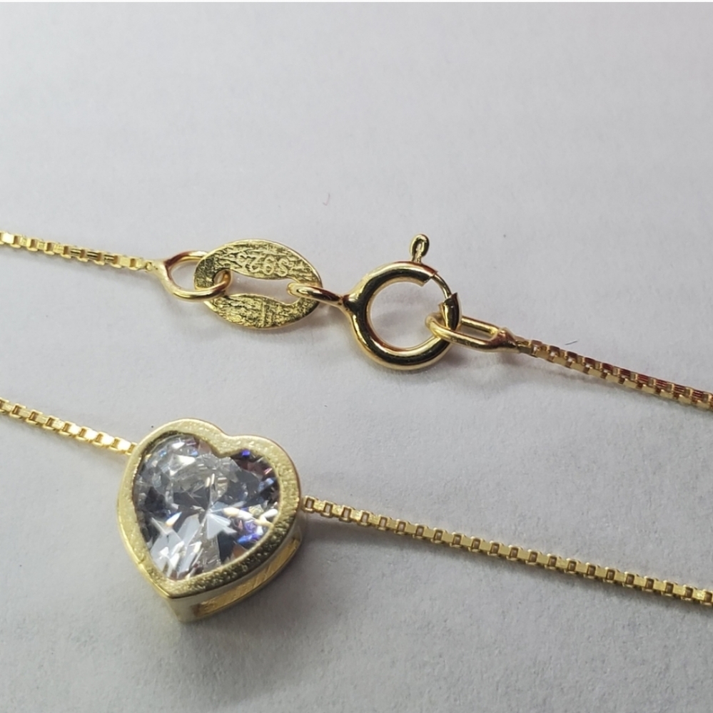 14kt YG Cubic Zirconia CZ Stone 16" Necklace - Picture 8 of 9